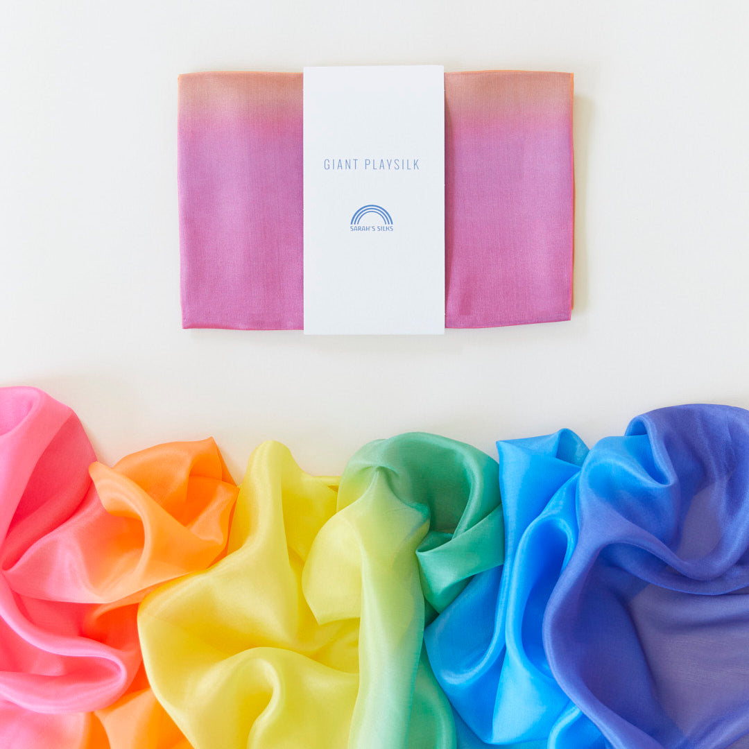 新品　サラズシルク　プレイシルク　giantサイズ　レインボー Giant Rainbow Playsilk | Shop Sarah's Silks
