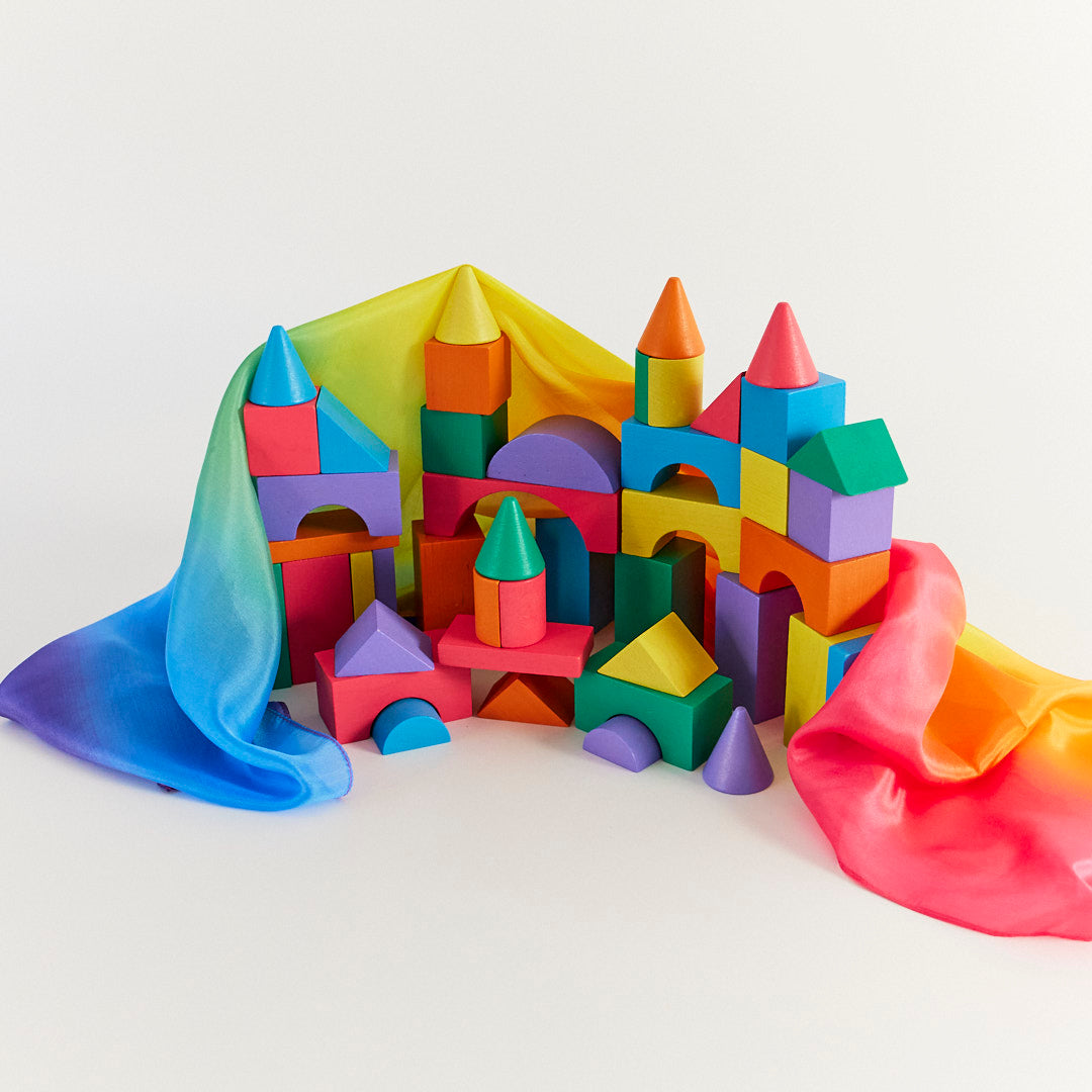 Grade R Colour Building Blocks Wooden Rainbow Building Blocks Set – Sarah's Silks