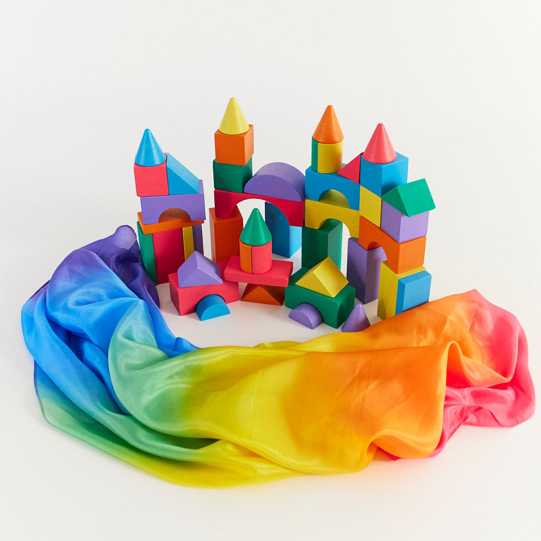 Grade R Colour Building Blocks Wooden Rainbow Building Blocks Set – Sarah's Silks
