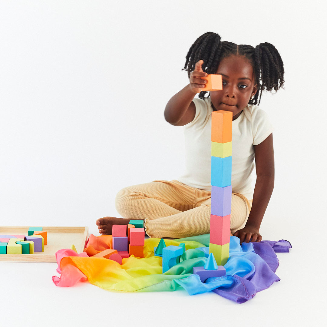 NIC Rainbow Building Set – Set Di Costruzione In Legno Arcobaleno, 100% Atossico, Giocattolo Didattico Per Bambini, Forme E Colori Sfumati, Scatola Colorata